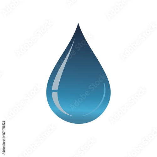 Blue water drop icon, vector illustration on white background.