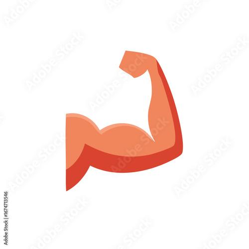 Illustration of a muscular arm flexing. Symbol of strength and fitness.