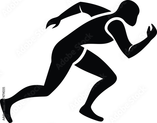 Runner Silhouette – Sprinting Athlete Vector Illustration for Track and Field, Speed and Motion, Physical Fitness Minimalist Monochrome Design