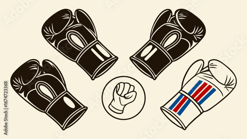 Boxing Gloves and Fist Icon for Business Competition Corporate Challenge Rivalry Strategy Power Success Determination and Victory in Marketing