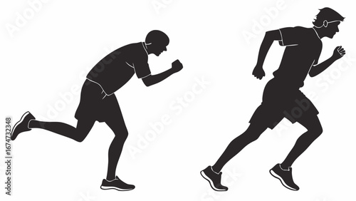 Male runner silhouette in motion. Athlete starting and sprinting. Sport, fitness, exercise, training, speed, healthy lifestyle.