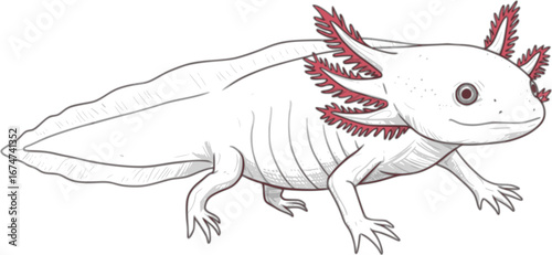 axolotl line arts with white background
