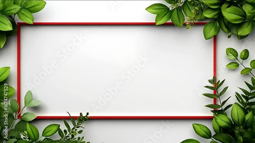 Botanical frame mockup on white surface providing customizable space for creative content