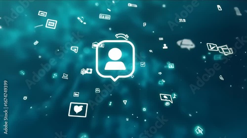 Immersive 3D Network of Interconnected Social Media and Communication Icons