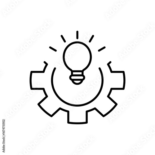 Ability icon with light bulb gear symbolizes potential for bright ideas. Suitable for icons representing innovation, creativity, and problemsolving concepts.