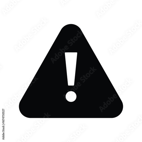Black warning triangle icon with exclamation mark alert symbol danger sign hazard notification attention graphic