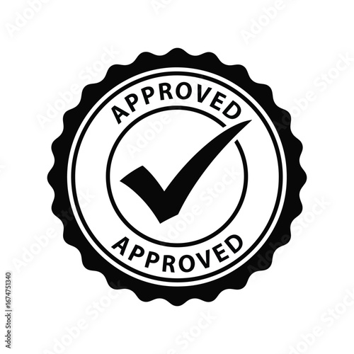 Approved stamp vector illustration certified seal quality check mark business endorsement