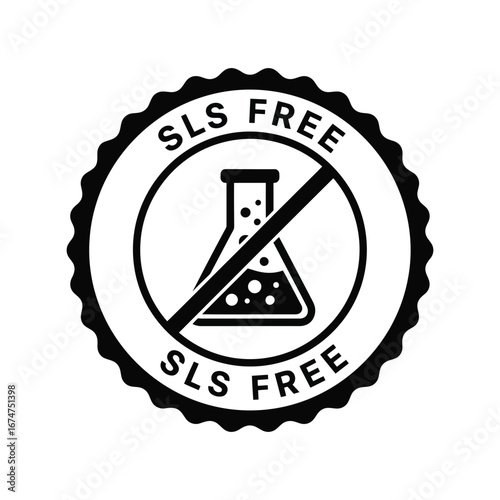 Sls free seal stamp vector illustration chemical free label no harsh ingredients badge