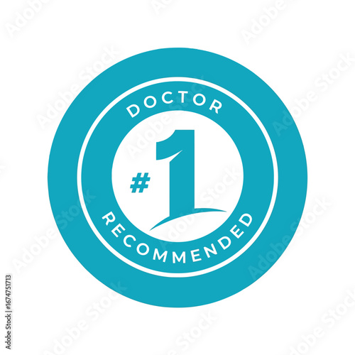 Doctor recommended number 1 badge medical approval seal healthcare endorsement icon blue circle graphic