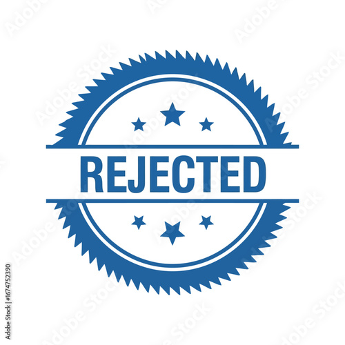 Blue rejected stamp vector illustration not approved seal denial graphic decline mark negative emblem isolated eps