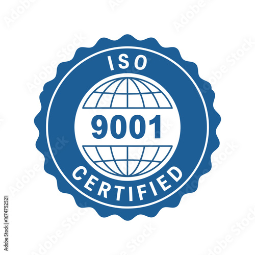 Iso 9001 certified emblem quality management system seal business assurance badge