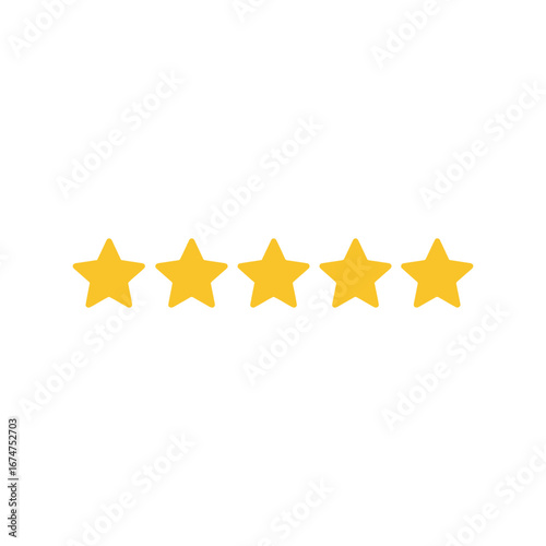 Five golden stars rating excellent customer feedback top quality service best product review icon