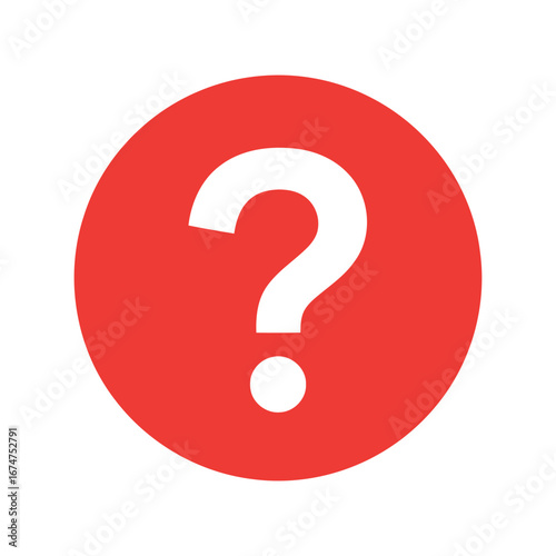 Red question mark icon in a circle, help and support symbol, inquiry and uncertainty