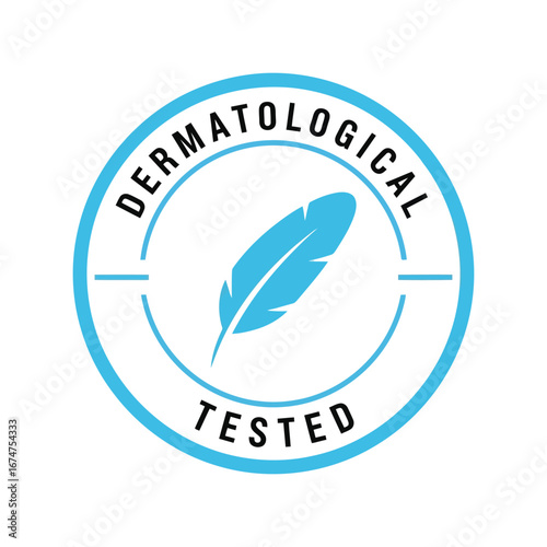 Dermatologically tested seal stamp feather icon gentle skincare approval hypoallergenic label