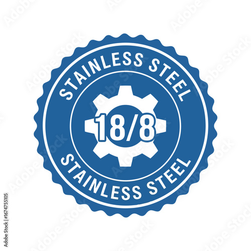 Stainless steel 18 8 emblem gear icon metal quality seal food safe material