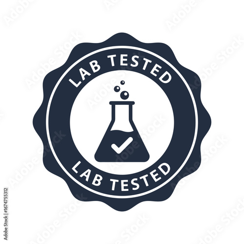 Lab tested seal vector illustration quality control badge scientific approval stamp research certified emblem