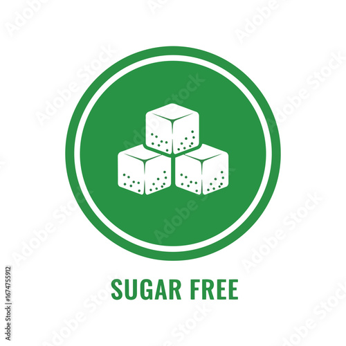 Sugar free icon sweetener symbol healthy diet label no sugar added graphic diet food sticker
