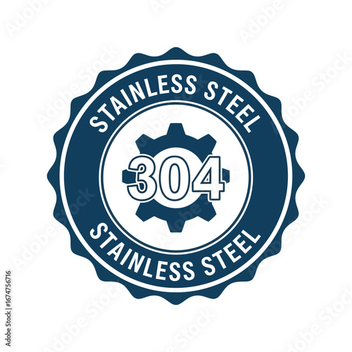 Stainless steel 304 emblem gear symbol metal quality seal industrial material badge