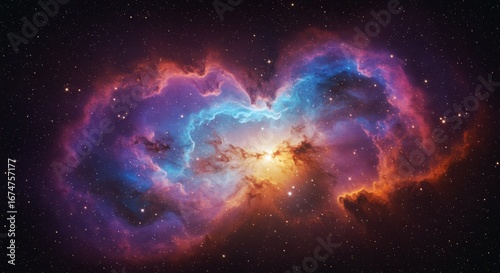 Space landscape with vibrant nebula and star field