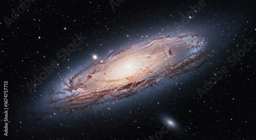 Cosmic galaxy surrounded by stars and dust clouds