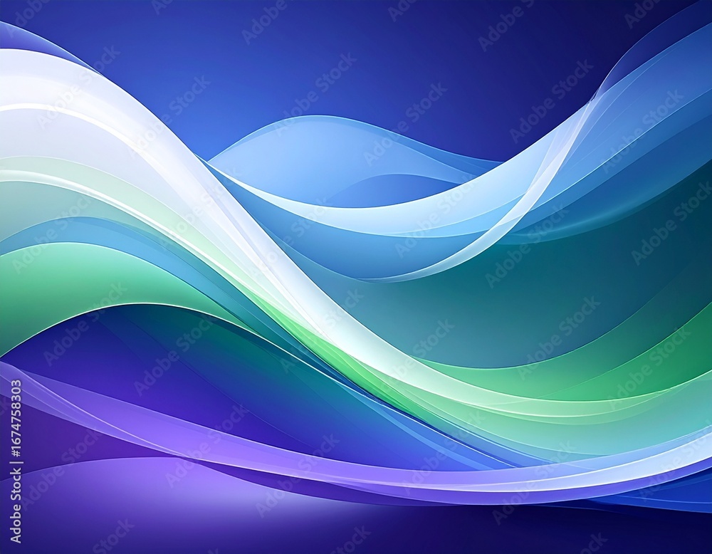 Naklejka premium Abstract Flowing Waves of Color on Dark Blue Background