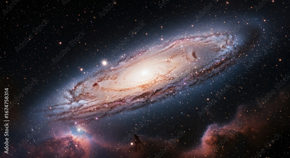 Naklejka premium Luminous spiral galaxy in deep space