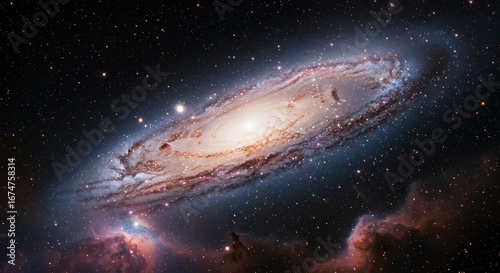 Luminous spiral galaxy in deep space