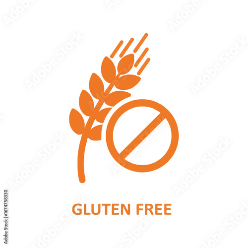 Gluten free wheat icon celiac disease symbol allergy warning no wheat stamp