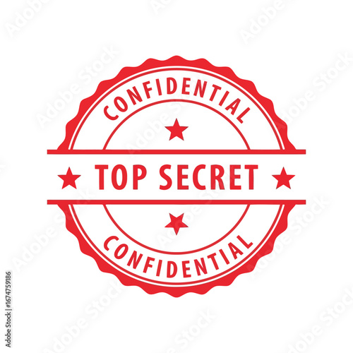 Top secret confidential stamp vector illustration red circular seal classified information badge