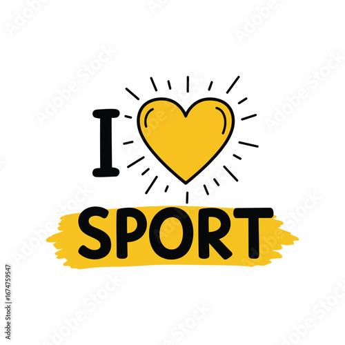 I love sport hand drawn heart graphic athleticism enthusiasm fitness passion active lifestyle