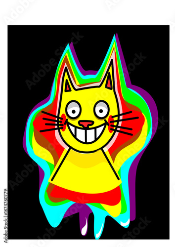 illustration of a psychedelic cat