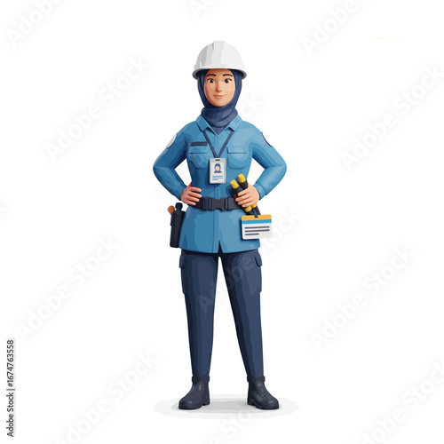 Woman Engineer in Hijab Empowering Diversity in Technology and Construction