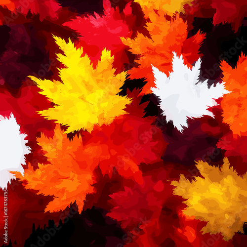 紅葉の秋を彩るモミジのベクターイラスト	
