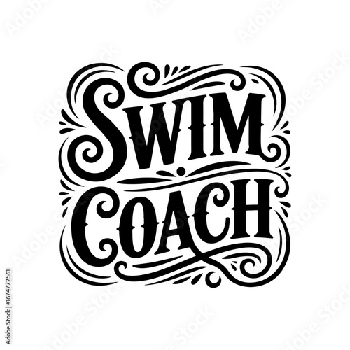 Swim Coach. Vector Design Isolated on White Background