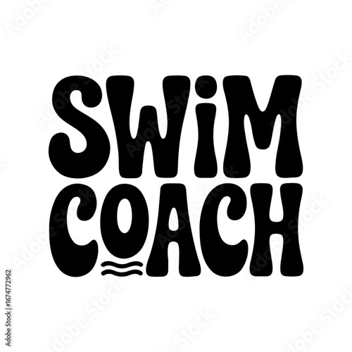 Swim Coach. Vector Design Isolated on White Background