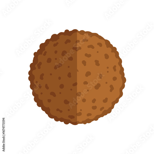 A simple vector illustration of a single round brown falafel or meatball on a white background.