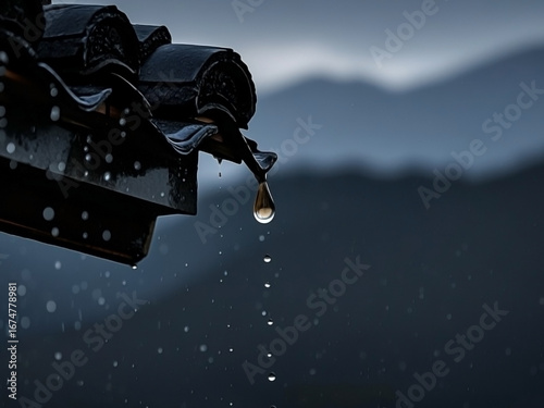 Raindrops on the Edge of a Roof