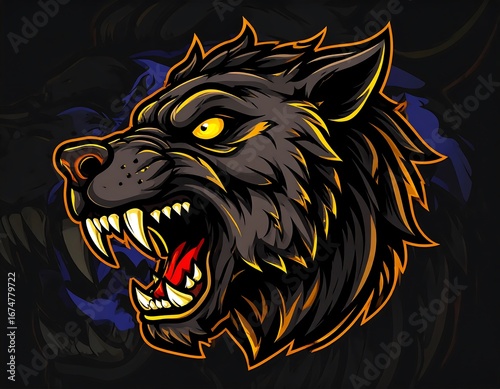 Wallpaper Mural Angry wolf head graphic design Torontodigital.ca