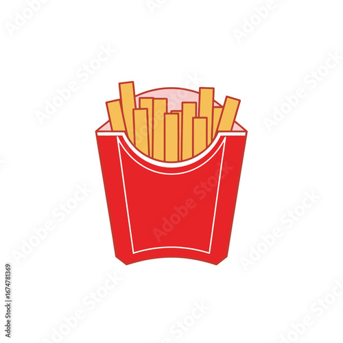 A red box filled with golden french fries.