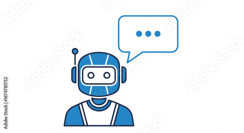 Chatbot illustration representing artificial intelligence and virtual assistance in blue