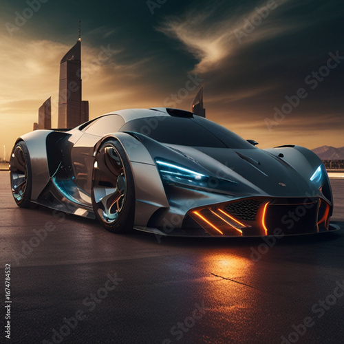 A new high-powered hyper car with high tech and modern.