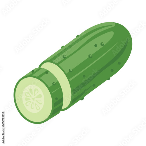 A sliced cucumber, showing the inside of the vegetable.