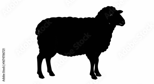 Elegant black sheep silhouette for farm branding and pastoral designs, offering a touch of rustic charm and agricultural authenticity in your creative projects