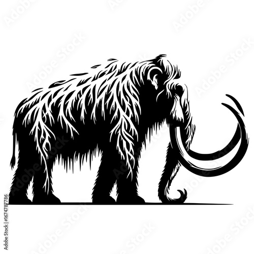 Silhouette of an ancient mammoth