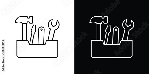 Toolbox icon symbols. Simple pictograms for web sites and mobile app