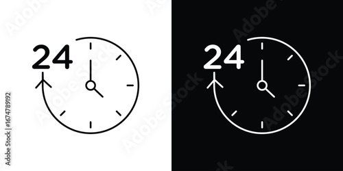 Time twenty four icon symbols. Simple pictograms for web sites and mobile app