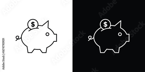 Piggy bank icon symbols. Simple pictograms for web sites and mobile app