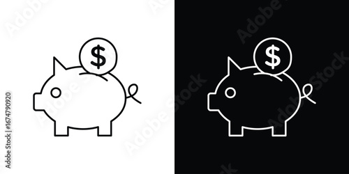 Piggy bank icon symbols. Simple pictograms for web sites and mobile app