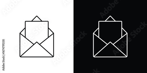 Open envelope icon symbols. Simple pictograms for web sites and mobile app