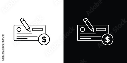Money check icon symbols. Simple pictograms for web sites and mobile app